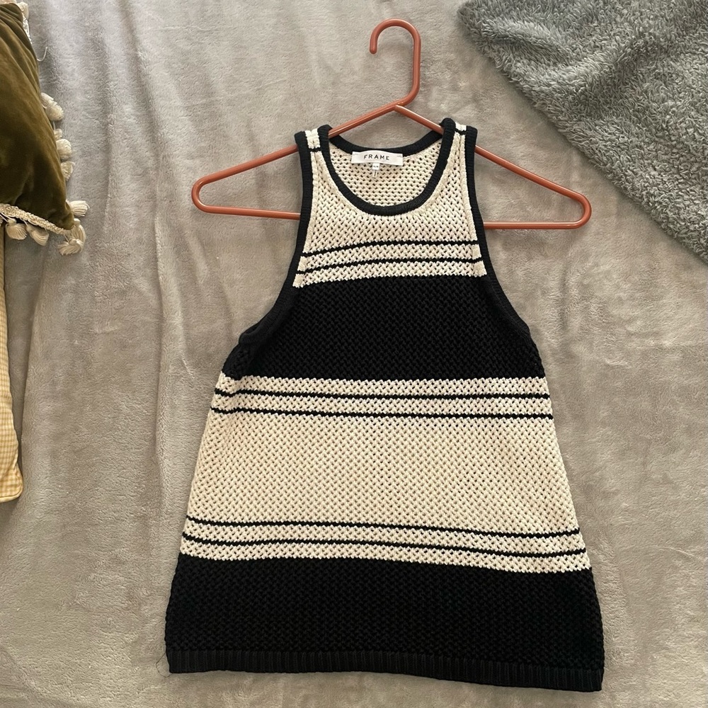 black and white knitted tank top:)